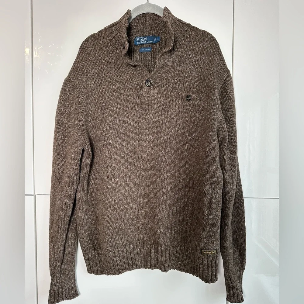 Vintage Polo Ralph Lauren Knit Sweater Brown Heather Old Money Grandpacore L